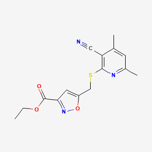 Ethyl 5-{[(3-cyano-4,6-dimethylpyridin-2-yl)sulfanyl]methyl}-1,2-oxazole-3-carboxylate