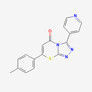 molecular formula C17H12N4OS B11056996 5H-[1,2,4]Triazolo[3,4-b][1,3]thiazin-5-one, 7-(4-methylphenyl)-3-(4-pyridinyl)- 