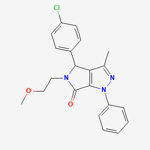 molecular formula C21H20ClN3O2 B11057005 4-(4-chlorophenyl)-5-(2-methoxyethyl)-3-methyl-1-phenyl-4,5-dihydropyrrolo[3,4-c]pyrazol-6(1H)-one 