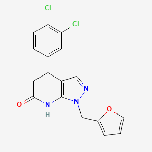 molecular formula C17H13Cl2N3O2 B11057007 4-(3,4-dichlorophenyl)-1-(furan-2-ylmethyl)-1,4,5,7-tetrahydro-6H-pyrazolo[3,4-b]pyridin-6-one 