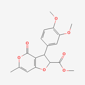 molecular formula C18H18O7 B11057039 methyl 3-(3,4-dimethoxyphenyl)-6-methyl-4-oxo-2,3-dihydro-4H-furo[3,2-c]pyran-2-carboxylate 