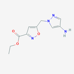 molecular formula C10H12N4O3 B11057047 Ethyl 5-[(4-amino-1H-pyrazol-1-yl)methyl]-1,2-oxazole-3-carboxylate 