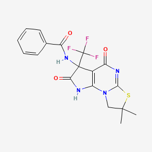 N-[7,7-dimethyl-2,4-dioxo-3-(trifluoromethyl)-1,2,3,4,7,8-hexahydropyrrolo[3,2-e][1,3]thiazolo[3,2-a]pyrimidin-3-yl]benzamide