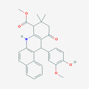 Methyl 12-(4-hydroxy-3-methoxyphenyl)-9,9-dimethyl-11-oxo-7,8,9,10,11,12-hexahydrobenzo[a]acridine-8-carboxylate