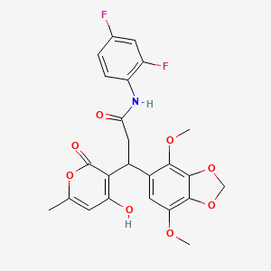 N-(2,4-difluorophenyl)-3-(4,7-dimethoxy-1,3-benzodioxol-5-yl)-3-(4-hydroxy-6-methyl-2-oxo-2H-pyran-3-yl)propanamide