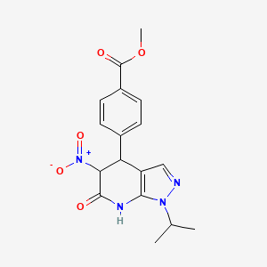 molecular formula C17H18N4O5 B11057144 methyl 4-[5-nitro-6-oxo-1-(propan-2-yl)-4,5,6,7-tetrahydro-1H-pyrazolo[3,4-b]pyridin-4-yl]benzoate 