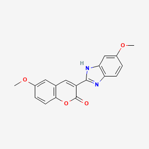 molecular formula C18H14N2O4 B11057150 2H-1-Benzopyran-2-one, 6-methoxy-3-(5-methoxy-1H-1,3-benzimidazol-2-yl)- 