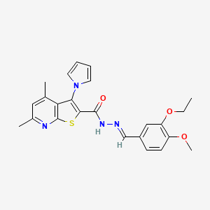 molecular formula C24H24N4O3S B11057162 N'-[(E)-(3-ethoxy-4-methoxyphenyl)methylidene]-4,6-dimethyl-3-(1H-pyrrol-1-yl)thieno[2,3-b]pyridine-2-carbohydrazide 