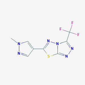 molecular formula C8H5F3N6S B11057174 6-(1-methyl-1H-pyrazol-4-yl)-3-(trifluoromethyl)[1,2,4]triazolo[3,4-b][1,3,4]thiadiazole 