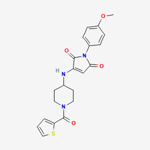 molecular formula C21H21N3O4S B11057181 1-(4-methoxyphenyl)-3-{[1-(thiophen-2-ylcarbonyl)piperidin-4-yl]amino}-1H-pyrrole-2,5-dione 