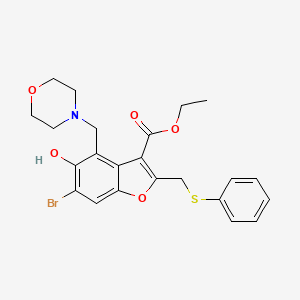 Ethyl 6-bromo-5-hydroxy-4-(morpholin-4-ylmethyl)-2-[(phenylsulfanyl)methyl]-1-benzofuran-3-carboxylate