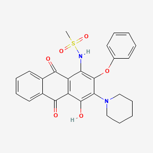 molecular formula C26H24N2O6S B11057225 N-[4-hydroxy-9,10-dioxo-2-phenoxy-3-(piperidin-1-yl)-9,10-dihydroanthracen-1-yl]methanesulfonamide 