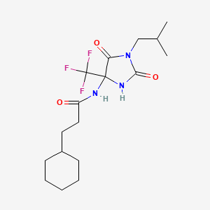 3-cyclohexyl-N-[1-(2-methylpropyl)-2,5-dioxo-4-(trifluoromethyl)imidazolidin-4-yl]propanamide