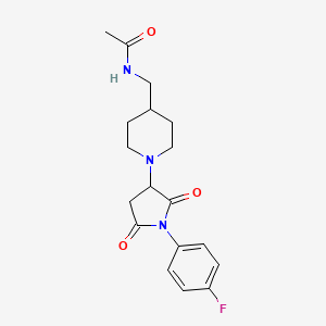 molecular formula C18H22FN3O3 B11057256 N-({1-[1-(4-fluorophenyl)-2,5-dioxopyrrolidin-3-yl]piperidin-4-yl}methyl)acetamide 