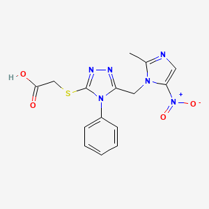 ({5-[(2-methyl-5-nitro-1H-imidazol-1-yl)methyl]-4-phenyl-4H-1,2,4-triazol-3-yl}sulfanyl)acetic acid