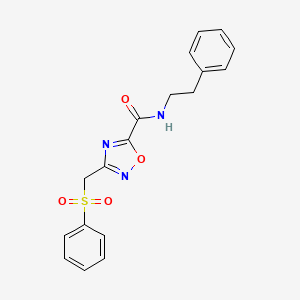 molecular formula C18H17N3O4S B11057304 N-(2-phenylethyl)-3-[(phenylsulfonyl)methyl]-1,2,4-oxadiazole-5-carboxamide 