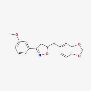 molecular formula C18H17NO4 B11057317 5-(1,3-Benzodioxol-5-ylmethyl)-3-(3-methoxyphenyl)-4,5-dihydro-1,2-oxazole 