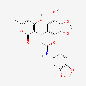 N-(1,3-benzodioxol-5-yl)-3-(4-hydroxy-6-methyl-2-oxo-2H-pyran-3-yl)-3-(7-methoxy-1,3-benzodioxol-5-yl)propanamide