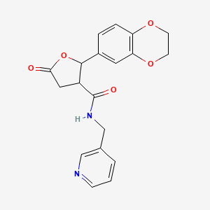 2-(2,3-dihydro-1,4-benzodioxin-6-yl)-5-oxo-N-(pyridin-3-ylmethyl)tetrahydrofuran-3-carboxamide