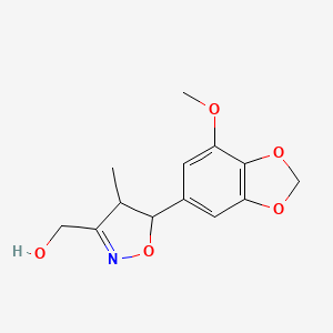 molecular formula C13H15NO5 B11057468 [5-(7-Methoxy-1,3-benzodioxol-5-yl)-4-methyl-4,5-dihydro-1,2-oxazol-3-yl]methanol 