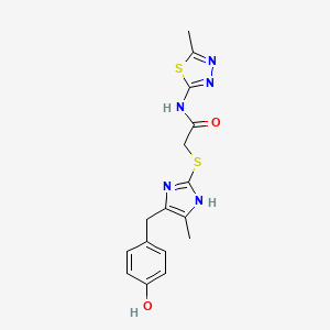 2-{[5-(4-hydroxybenzyl)-4-methyl-1H-imidazol-2-yl]sulfanyl}-N-(5-methyl-1,3,4-thiadiazol-2-yl)acetamide