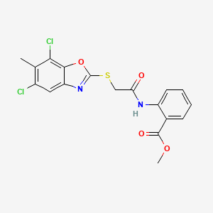 Methyl 2-({[(5,7-dichloro-6-methyl-1,3-benzoxazol-2-yl)sulfanyl]acetyl}amino)benzoate