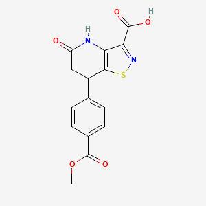 molecular formula C15H12N2O5S B11057546 5-Hydroxy-7-[4-(methoxycarbonyl)phenyl]-6,7-dihydro[1,2]thiazolo[4,5-b]pyridine-3-carboxylic acid 