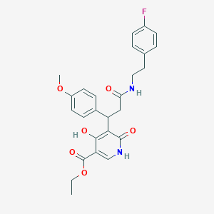 Ethyl 5-[3-{[2-(4-fluorophenyl)ethyl]amino}-1-(4-methoxyphenyl)-3-oxopropyl]-4-hydroxy-6-oxo-1,6-dihydropyridine-3-carboxylate