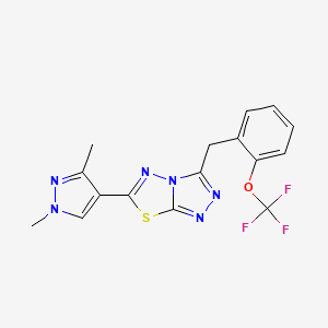 molecular formula C16H13F3N6OS B11057576 6-(1,3-dimethyl-1H-pyrazol-4-yl)-3-[2-(trifluoromethoxy)benzyl][1,2,4]triazolo[3,4-b][1,3,4]thiadiazole 