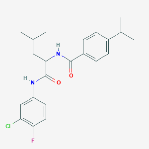 N-(3-chloro-4-fluorophenyl)-N~2~-{[4-(propan-2-yl)phenyl]carbonyl}leucinamide