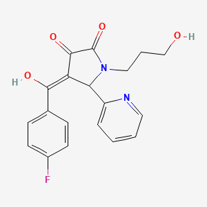 molecular formula C19H17FN2O4 B11057595 4-[(4-fluorophenyl)carbonyl]-3-hydroxy-1-(3-hydroxypropyl)-5-(pyridin-2-yl)-1,5-dihydro-2H-pyrrol-2-one 