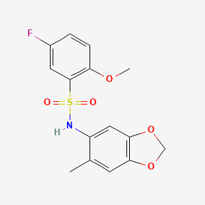 5-fluoro-2-methoxy-N-(6-methyl-1,3-benzodioxol-5-yl)benzenesulfonamide