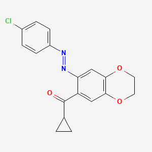 (4-Chlorophenyl)(7-cyclopropanecarbonyl-2,3-dihydro-1,4-benzodioxin-6-yl)diazene