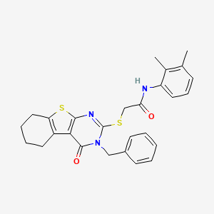 molecular formula C27H27N3O2S2 B11057669 2-[(3-benzyl-4-oxo-3,4,5,6,7,8-hexahydro[1]benzothieno[2,3-d]pyrimidin-2-yl)sulfanyl]-N-(2,3-dimethylphenyl)acetamide 