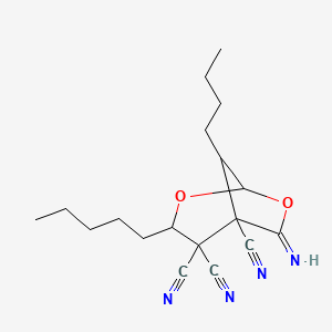 molecular formula C18H24N4O2 B11057721 8-Butyl-6-imino-3-pentyl-2,7-dioxabicyclo[3.2.1]octane-4,4,5-tricarbonitrile 