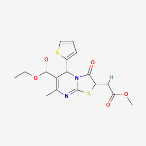 molecular formula C17H16N2O5S2 B11057726 Ethyl 2-[(Z)-2-methoxy-2-oxoethylidene]-7-methyl-3-oxo-5-(2-thienyl)-5H-[1,3]thiazolo[3,2-A]pyrimidine-6(3H)-carboxylate 