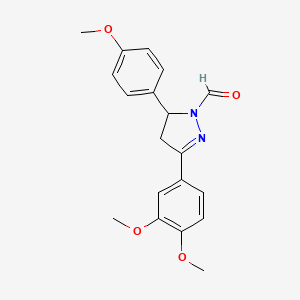 molecular formula C19H20N2O4 B11057728 3-(3,4-dimethoxyphenyl)-5-(4-methoxyphenyl)-4,5-dihydro-1H-pyrazole-1-carbaldehyde 