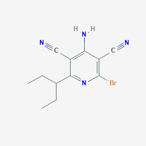 molecular formula C12H13BrN4 B11057734 4-Amino-2-bromo-6-(pentan-3-yl)pyridine-3,5-dicarbonitrile 