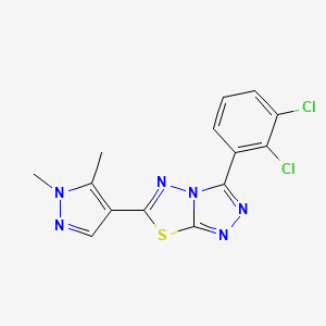 molecular formula C14H10Cl2N6S B11057761 3-(2,3-dichlorophenyl)-6-(1,5-dimethyl-1H-pyrazol-4-yl)[1,2,4]triazolo[3,4-b][1,3,4]thiadiazole 