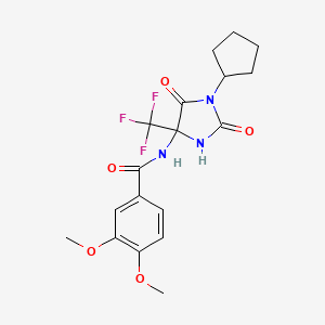 molecular formula C18H20F3N3O5 B11057829 N-[1-cyclopentyl-2,5-dioxo-4-(trifluoromethyl)imidazolidin-4-yl]-3,4-dimethoxybenzamide 