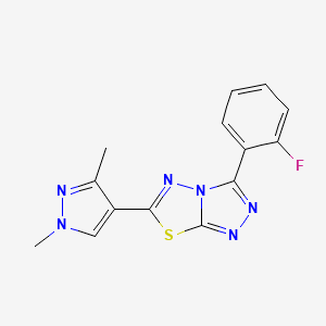 molecular formula C14H11FN6S B11057836 6-(1,3-dimethyl-1H-pyrazol-4-yl)-3-(2-fluorophenyl)[1,2,4]triazolo[3,4-b][1,3,4]thiadiazole 