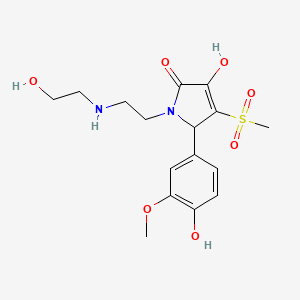 molecular formula C16H22N2O7S B11057838 3-hydroxy-1-{2-[(2-hydroxyethyl)amino]ethyl}-5-(4-hydroxy-3-methoxyphenyl)-4-(methylsulfonyl)-1,5-dihydro-2H-pyrrol-2-one 