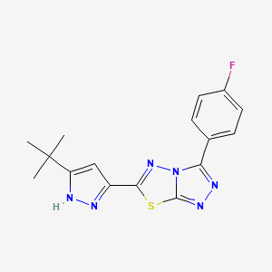 3-Tert-butyl-5-[3-(4-fluorophenyl)-[1,2,4]triazolo[3,4-b][1,3,4]thiadiazol-6-yl]-2H-pyrazole