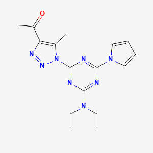 molecular formula C16H20N8O B11057861 1-{1-[4-(diethylamino)-6-(1H-pyrrol-1-yl)-1,3,5-triazin-2-yl]-5-methyl-1H-1,2,3-triazol-4-yl}ethanone 