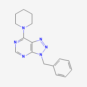 molecular formula C16H18N6 B11057885 3H-[1,2,3]Triazolo[4,5-d]pyrimidine, 3-(phenylmethyl)-7-(1-piperidinyl)- 