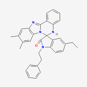 molecular formula C33H30N4O B11057899 5'-ethyl-9,10-dimethyl-1'-(2-phenylethyl)-5H-spiro[benzimidazo[1,2-c]quinazoline-6,3'-indol]-2'(1'H)-one 