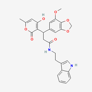 3-(4-hydroxy-6-methyl-2-oxo-2H-pyran-3-yl)-N-[2-(1H-indol-3-yl)ethyl]-3-(7-methoxy-1,3-benzodioxol-5-yl)propanamide