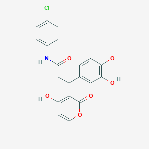 N-(4-chlorophenyl)-3-(3-hydroxy-4-methoxyphenyl)-3-(4-hydroxy-6-methyl-2-oxo-2H-pyran-3-yl)propanamide