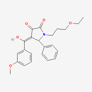 molecular formula C23H25NO5 B11057984 1-(3-ethoxypropyl)-3-hydroxy-4-[(3-methoxyphenyl)carbonyl]-5-phenyl-1,5-dihydro-2H-pyrrol-2-one 