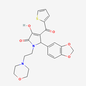 molecular formula C22H22N2O6S B11057996 5-(1,3-benzodioxol-5-yl)-3-hydroxy-1-[2-(morpholin-4-yl)ethyl]-4-(thiophen-2-ylcarbonyl)-1,5-dihydro-2H-pyrrol-2-one 